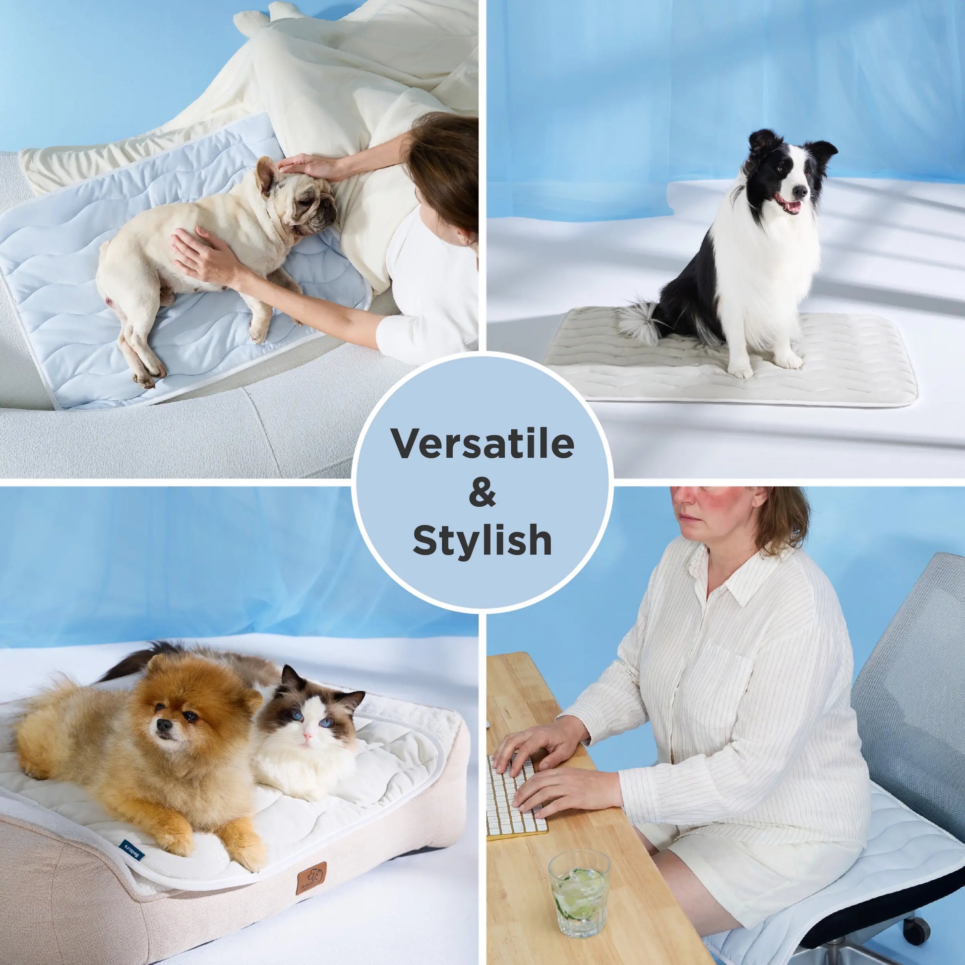 Bedsure Washable Cooling Mat for Dogs - Q-MAX>0.4 Non-Slip Summer Crate Bed for Large Dogs, No Gel or Electricity Required