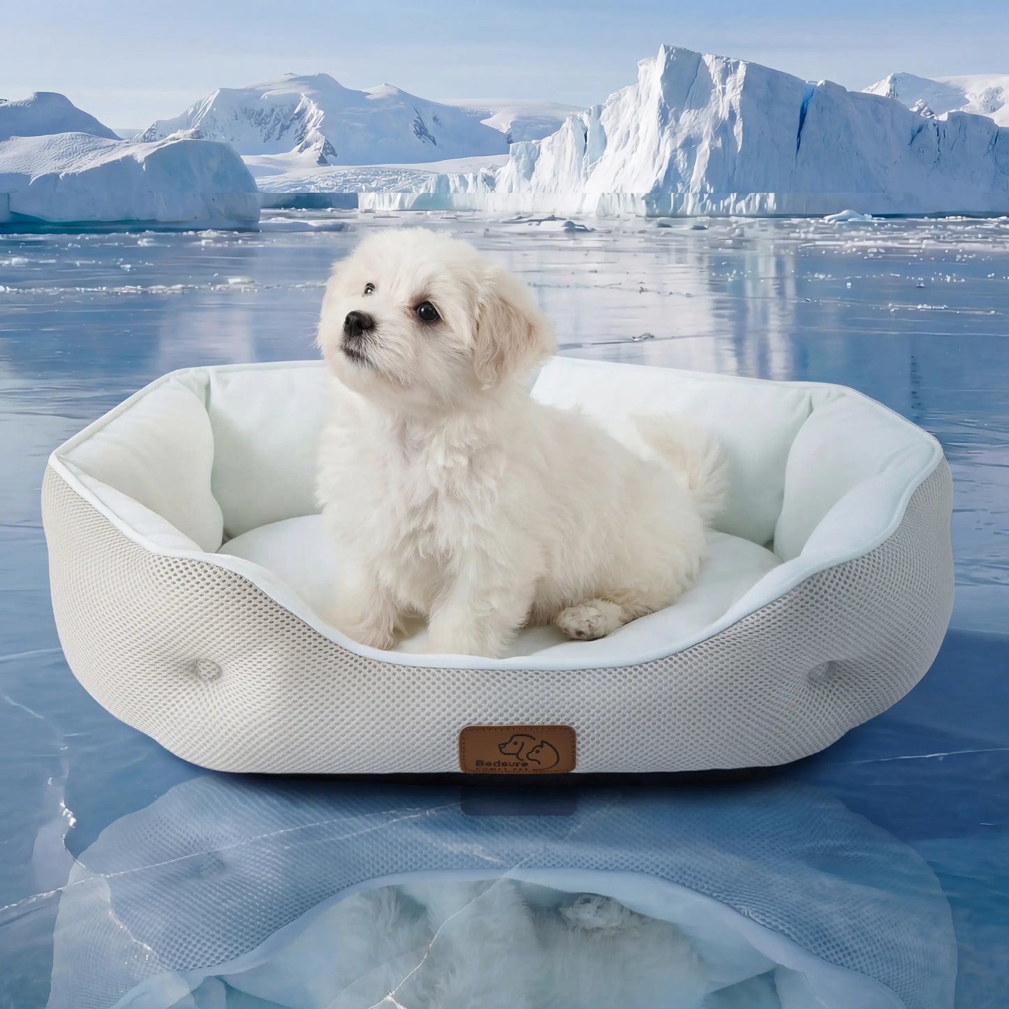 Bedsure Washable Cooling Mat for Dogs - Q-MAX>0.4 Non-Slip Summer Crate Bed for Large Dogs, No Gel or Electricity Required
