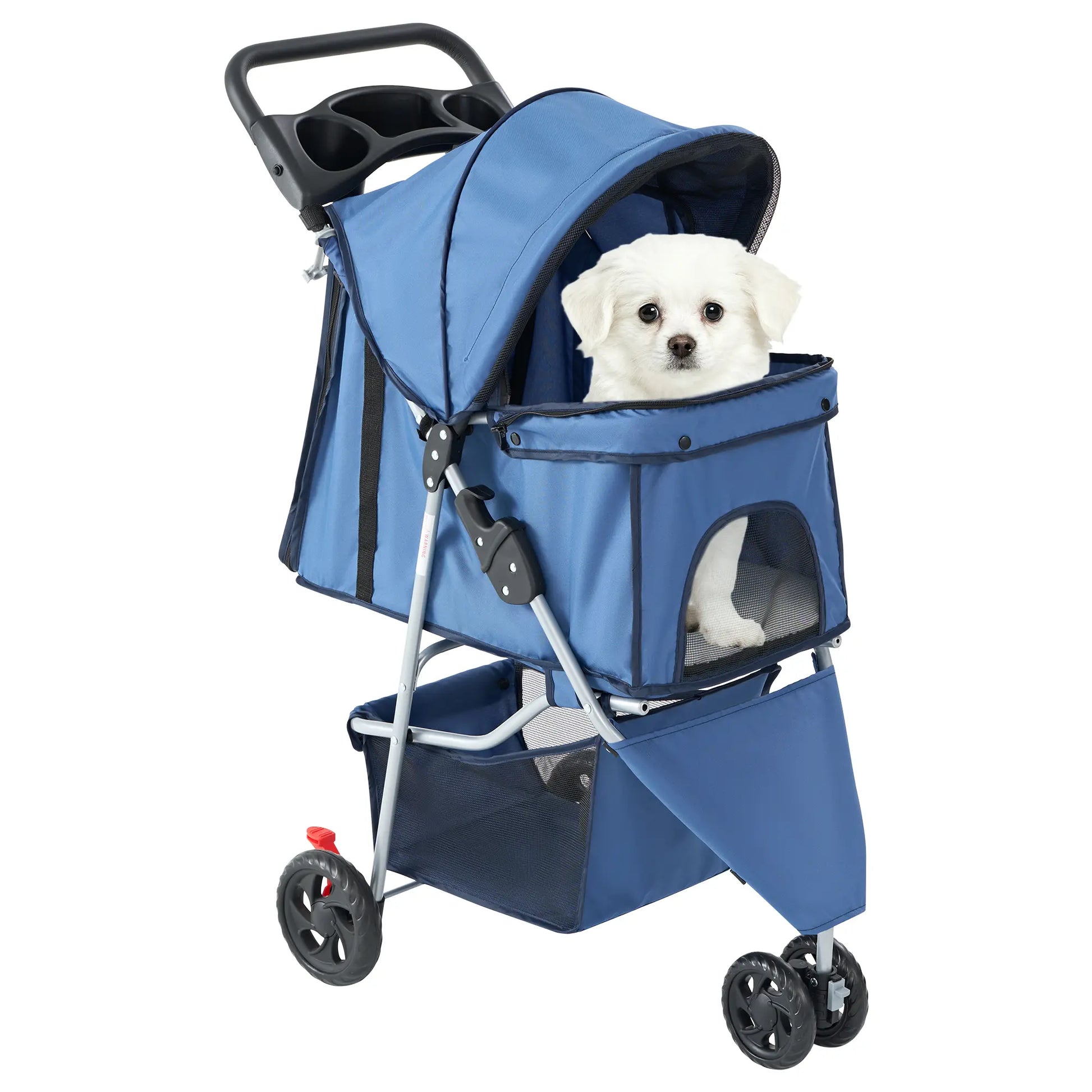 Sweetcrispy 3-Wheel Pet Stroller Dog and Cat Stroller Breathable Mesh Lightweight Travel Carrier Waterproof & Foldable Design Storage Basket Black for Daily Walks & Outdoor Use